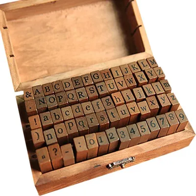 Productafbeelding van Alfabet stempelset, 70 stuks, postzegels, alfabetletters, cijferset, met opbergdoos, letters, aantal symbool, voor kunst, handwerk