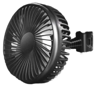 Produktbild von Geräuscharmer Autoventilator mit verstellbarem Winkel, drehbarem Sicherheitsgitter, USB-Ladefunktion, Einzelkopfventilator (12 V/24 V)