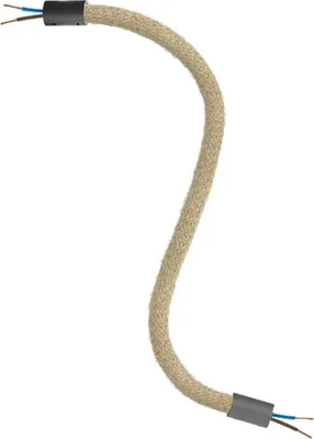 Image de Kit Creative-Cables Creative Flex : rallonge flexible (30 cm de long, Ø 10 mm) – Gaine en jute RN06 et finitions noires – Avec embouts métalliques et accessoires