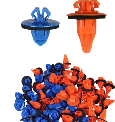 Immagine prodotto di INF 100 clip per pannelli auto per Toyota 75495-35010/75397-35010 - Arancione e blu