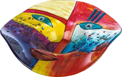 Immagine prodotto di Casablanca Glasart, Schale, rund, "Fashion", Gesichtsmotiv, Glas, mehrfarbig, , L. 12 cm, B. 49 cm, H. 7,5 cm 52450/Abverkauf nur solange Vorrat reicht