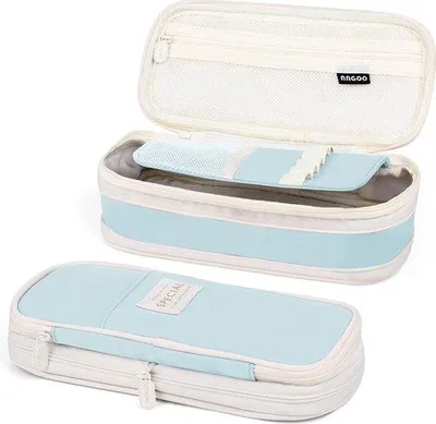 Image de Grand agenda scolaire bleu avec pochette à crayons pour filles