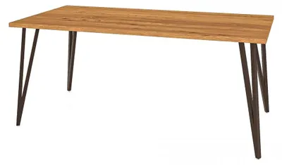 Produktbild von Esstisch Rolo aus Wildeiche massiv 80x100x76 cm mit schwarzen Metallbeinen