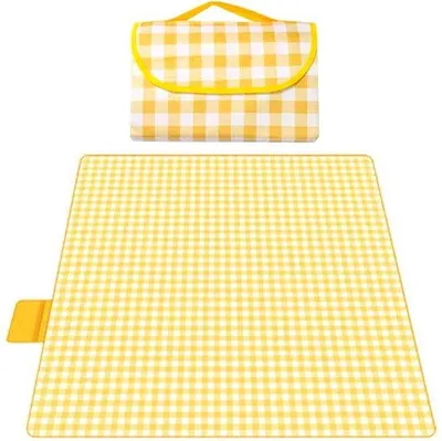 Immagine prodotto di Tela da picnic impermeabile - 100 x 150 cm - Tela gialla, impermeabile e antimacchia, ideale per picnic all'aperto, al parco, in campeggio, giochi in spiaggia e feste in giardino.