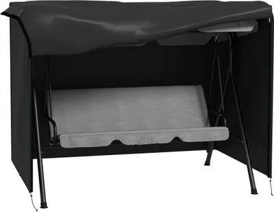 Immagine prodotto di Outsunny Copertura per altalena Hollywood 3 posti, copertura protettiva idrorepellente e resistente all'inverno per altalena da giardino, telone resistente ai raggi UV, copertura, tessuto Oxford 600D antistrappo, 205x124x164cm nero