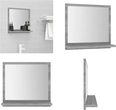 Immagine prodotto di vidaXL Specchio da bagno Grigio Sonoma 40x10,5x37 cm Materiale a base di legno - Specchio - Specchio da bagno - Specchio da bagno - Specchio da parete