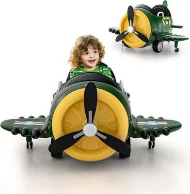 Produktbild von DREAMADE Kinder Elektroflugzeug mit faltbarem Flügel & drehbarem Propeller, Elektroauto mit Drift, Elektroflugzeug mit USB & Drahtlosfunktion (Grün)