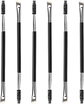 Produktbild von Famanu Wenkbrauenpinsel Set mit schrägem Pinsel und Wimpernbürste, doppelseitig, 6 Stück