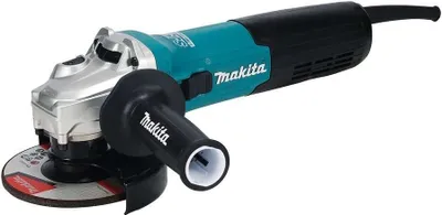 A Makita angle grinder is shown against a white background.