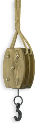 Produktbild von Deko Flaschenzug Hebehaken aus Holz Replikat Retro Design Dekoration