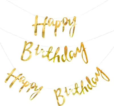 Produktbild von Oblique Unique Happy Birthday Girlande Banner 1,5m Geburtstag Party Feier Deko - gold