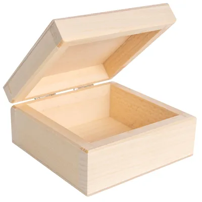 Imagen del producto de Caja de madera pequeña Creative Deco, 10 x 10 x 5 cm, sin pintar, natural