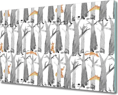 Produktbild von Glas-Herdabdeckplatte Glaskeramikkochfeld-Abdeckung Spritzschutz - 80x52 cm - Aquarell Tiere Fuchs