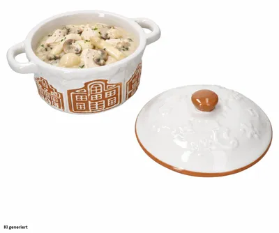 Produktbild von Cocotte HAUS mit Deckel Steingut Weihnachten Auflaufform Mini-Topf
