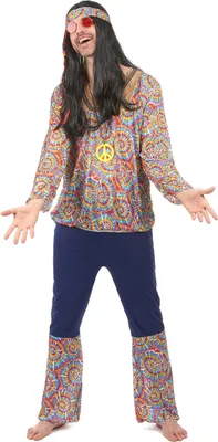 Produktbild von Psychedelischer Hippie Kostüm 60er Jahre lila-bunt - Einheitsgröße (42)