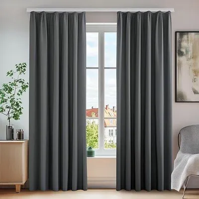 Produktbild von Famanu Vorhangset 2 Stück - Kälte- und Lichtschutz - Geräuschreduzierung - 175 x 140 cm - Dunkelgrau