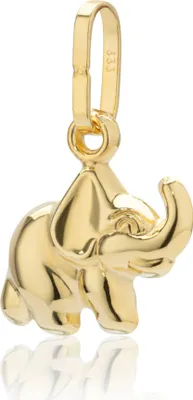 Produktbild von Kettenanhänger kleine baby Elefant 333 Gelb Gold 10,5mm Elefanten Glücksbringer