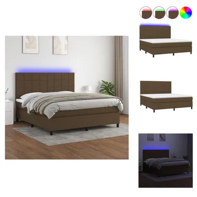 Produktbild von vidaXL Boxspringbett mit Matratze & LED Dunkelbraun 180x200 cm Stoff -  Betten & Bettgestelle