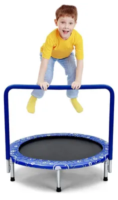Produktbild von Kindertrampolin faltbar mit Griff 92x92x80,5 cm Blau bis 150kg belastbar