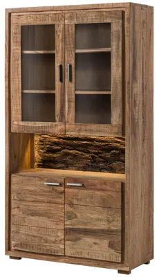 Immagine prodotto di MASSIVMOEBEL24 | vetrina in legno di Acacia 98x40x180 Acacia naturale laccato BARK #109
