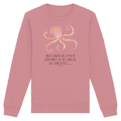 Produktbild von Mr. & Mrs. Panda Baumwoll Pullover Tintenfisch Größe M - Canyon Pink - Geschenk, Wasser, Krake, Sweatshirt, Lustige Sprüche, Ozean, Meerestier, Pulli, Meer, Sweater, Bio