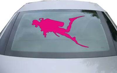 Produktbild von Indigos UG - Aufkleber Heckscheibe & Motorklappe DE7008 - pink - 600x333 mm - Taucher Silhouette - Auto Scheiben Fenster Heckklappe Tuning Racing JDM - Die cut