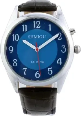 Image de Montre bracelet italienne XM-IT-220410 pour seniors, son puissant, bracelet noir.