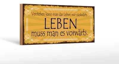 Produktbild von Holzschild Spruch 27x10cm Leben muss man es vorwärts
