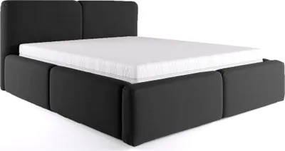 Produktbild von FEDVE Polsterbett Doppelbett Rosmus Schlafzimmer Bett Bettkasten Matratze H3  180x200cm Schwarz (Ottawa 12)