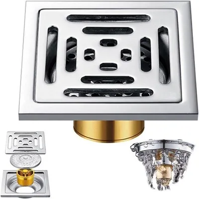 Obrázek produktu pro Čtvercový odtok do koupelny z nerezové oceli 100 x 100 mm – odnímatelný odtok pro toalety a koupelny