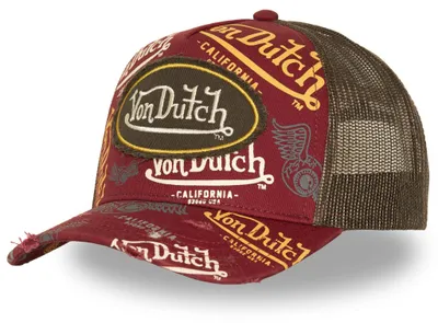 Produktbild von Von Dutch Originals Trucker Cap - CALIFORNIA ALLOVER Mesh Bordeaux