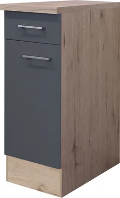 Produktbild von Küchenunterschrank - 30 cm breit - Basaltgrau Matt San Remo Eiche – Morena