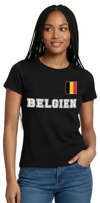Produktbild von Spreadshirt Belgien Trikot | Belgien Fußball Frauen T-Shirt, XXL, Schwarz