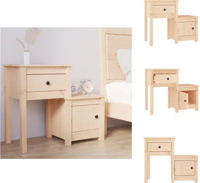 Image de vidaXL Table de nuit 79,5x38x65,5 cm Pin massif - Tables de nuit