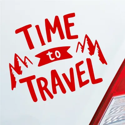 Produktbild von Auto Aufkleber Time to travel Zeit zu Reisen Urlaub Holiday Car 12x10 cm Rot Sticker Heckscheibenaufkleber