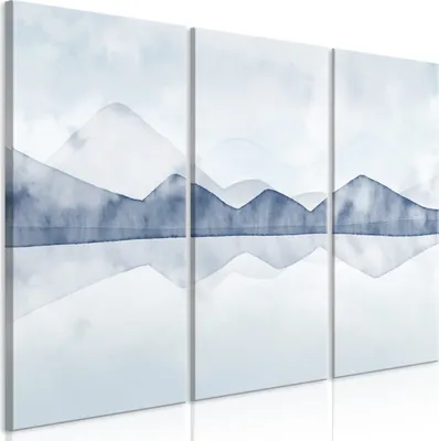 Produktbild von Vlies Leinwandbild - Lake in the Mountains (3 Parts) 60x40 cm Landschaften c-A-10031-b-a