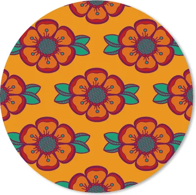 Produktbild von MuchoWow® Mauspad Mousepad Design - Retro - Rosen - Orange 50x50 cm - Mousepads - Maus Mat - Pad - Mausunterlage - Vinyl