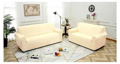 Produktbild von Samt Sesselbezug, Soft Velvet Plush Couchbezug stilvolle Luxus-Möbelbezüge Anti-Rutsch-High Stretch Sesselbezug (1 Sitzer, Beige)