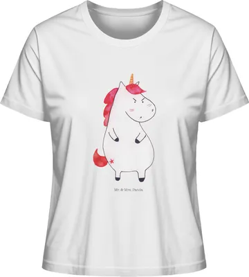Produktbild von Mr. & Mrs. Panda Oberteil Damen Einhorn Wut Größe S - Weiß - Geschenk, Unicorn, Arbeit, T-Shirt, Ansage, Spaß, Baumwoll, Kurzarmshirt, Basic, Nein, Lustig, Sommershirt