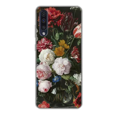 Produktbild von MuchoWow® Handyhülle Schutzhülle Hülle für Samsung Galaxy A50 Stilleben mit Blumen in einer Glasvase - Gemälde von Jan Davidsz. de Heem Silikon Softcase Handy Hülle - Mobiltelefonhülle