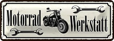 Produktbild von Blechschild Hinweis 27x10cm Motorrad Werkstatt Dekoration