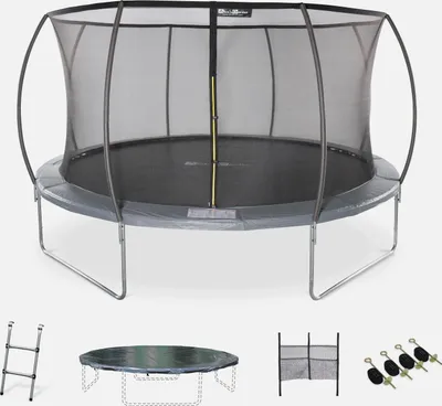 Produktbild von sweeek - Trampolin 430 cm, internes Sicherheitsnetz und Zubehörpaket - Grau