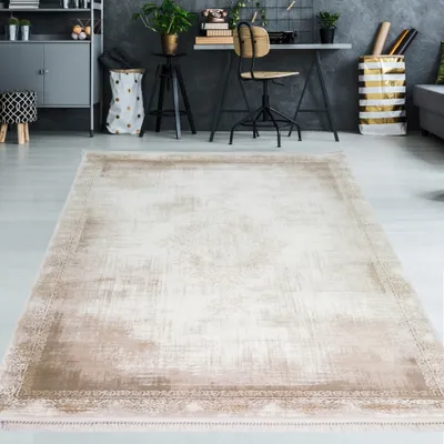 Produktbild von Wollteppich mit Fransen in braun Größe - 160 x 230 cm