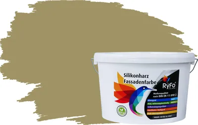 Produktbild von RyFo Colors Silikonharz Fassadenfarbe Lotuseffekt Trend Olivgelb 10l - bunte Fassadenfarbe, weitere Gelb Farbtöne und Größen erhältlich, Deckkraft Klasse 1