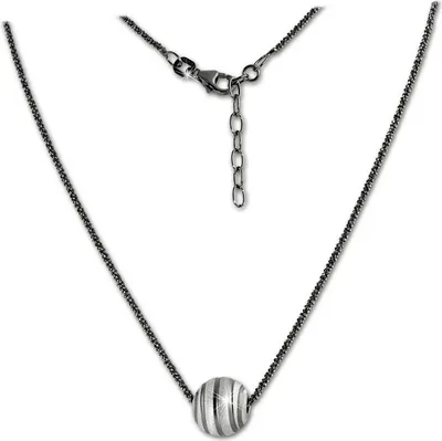 Produktbild von SilberDream Halskette Echt 925 Silber 47cm Kugelspirale silber schwarz D2SDK29342S