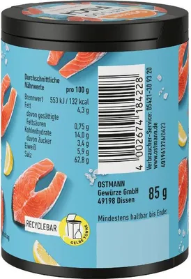 Produktbild von Ostmann Lets Do Fish Gewürzzubereitung frisch kräftig Packung 85g