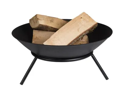 Produktbild von Perel Runde Feuerschale mit 3-Bein-Gestell, Gusseisen-Feuerstelle Ø56 cm, Höhe 26 cm, schwarze