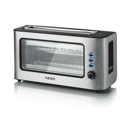 Obrázok produktu pre Haeger TO-100.014A, 2 krajcov, Čierna, Nerezová oceľ, Sklo, Nerezová oceľ, Tlačidlá, Páka, Otočné, 1000 W, 220 - 240 V