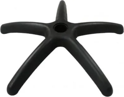 A black five-pointed star-shaped base for an office chair, shown against a white background.