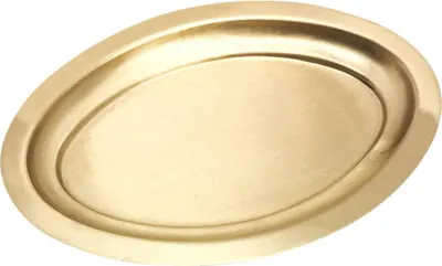Produktbild von Oval 16x9,5cm Kerzenteller Messing Gold Kerzenhalter Untersetzer Matt Tablett